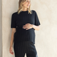 Alexis Side Split Maternity Knit Top in Black