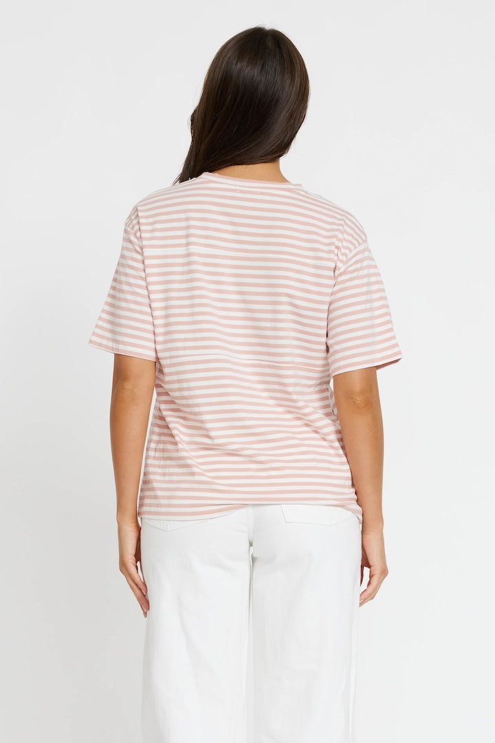 Apero Riviera Stripe Panel Tee Pink/White/Red
