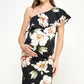 Ruffled One Shoulder Maternity Dress Black Floral