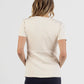 Sabine Soft Ponte Maternity V-Neck Work Top in Beige