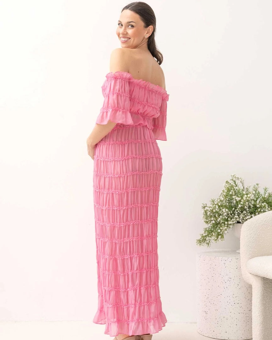Marisol 2 piece Maternity Photoshoot Dress in Candy Pink