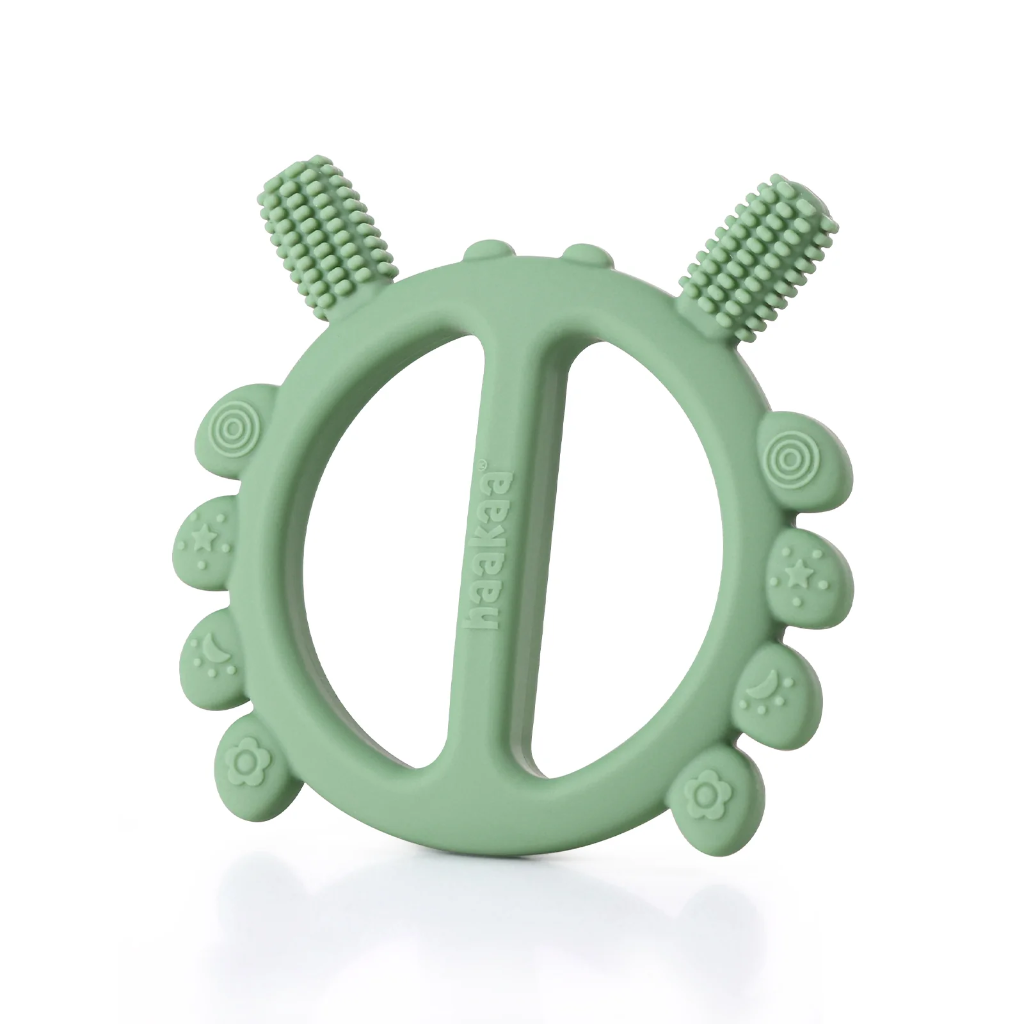 Haakaa Silicone Crab Teether Pea Green