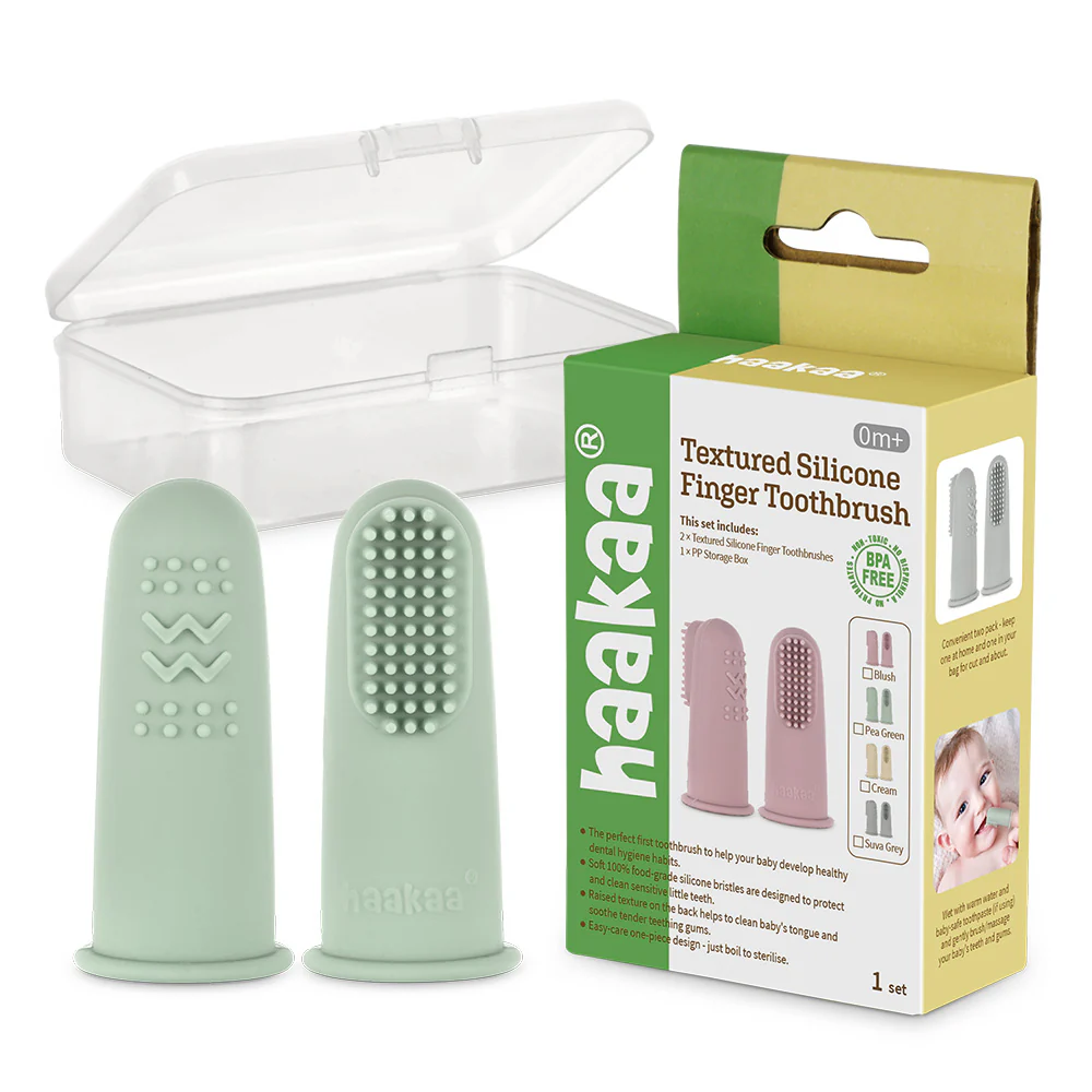 Haakaa Textured Silicone Finger Toothbrush Pea Green