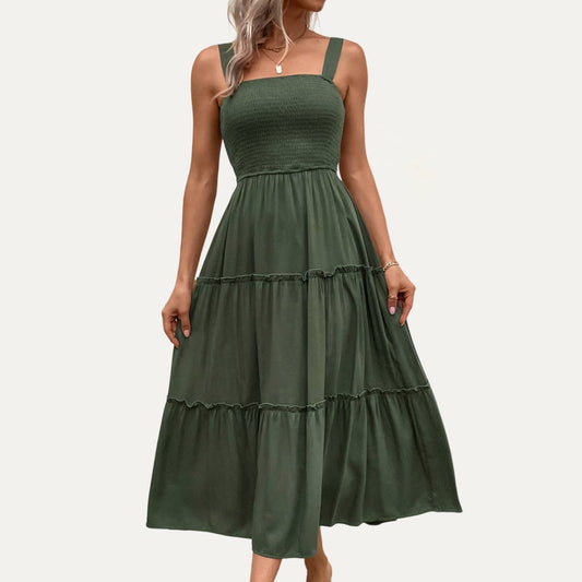 Blissful Sleeveless Smocked Tiered Maxi Dress