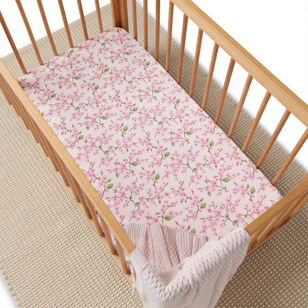 Snuggle Hunny Cherry Blossom Fitted Cot Sheet – Room For Two