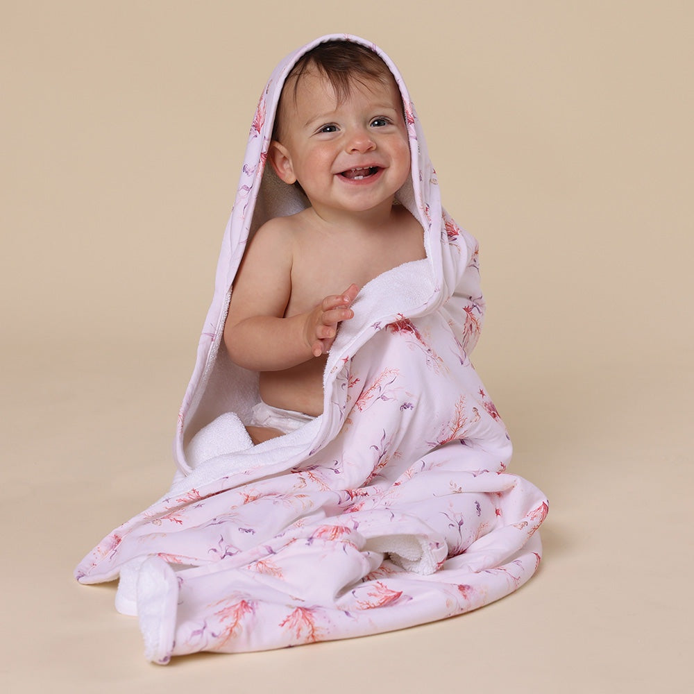 Coral Organic Hooded Baby Towel