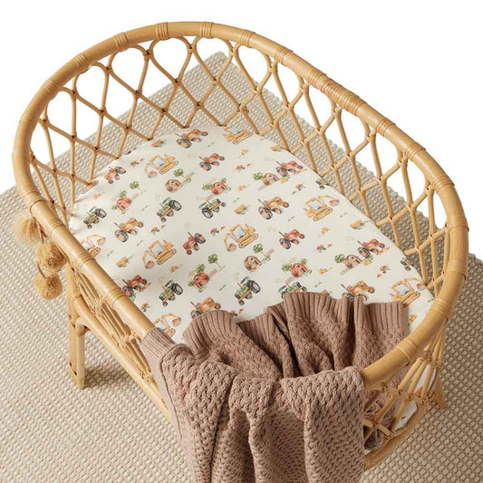 Snuggle Hunny Diggers and Tractors Bassinet Sheet/Change Pad Cover