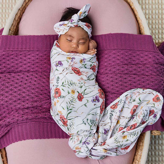 Snuggle Hunny Meadow Wrap and Topknot Set