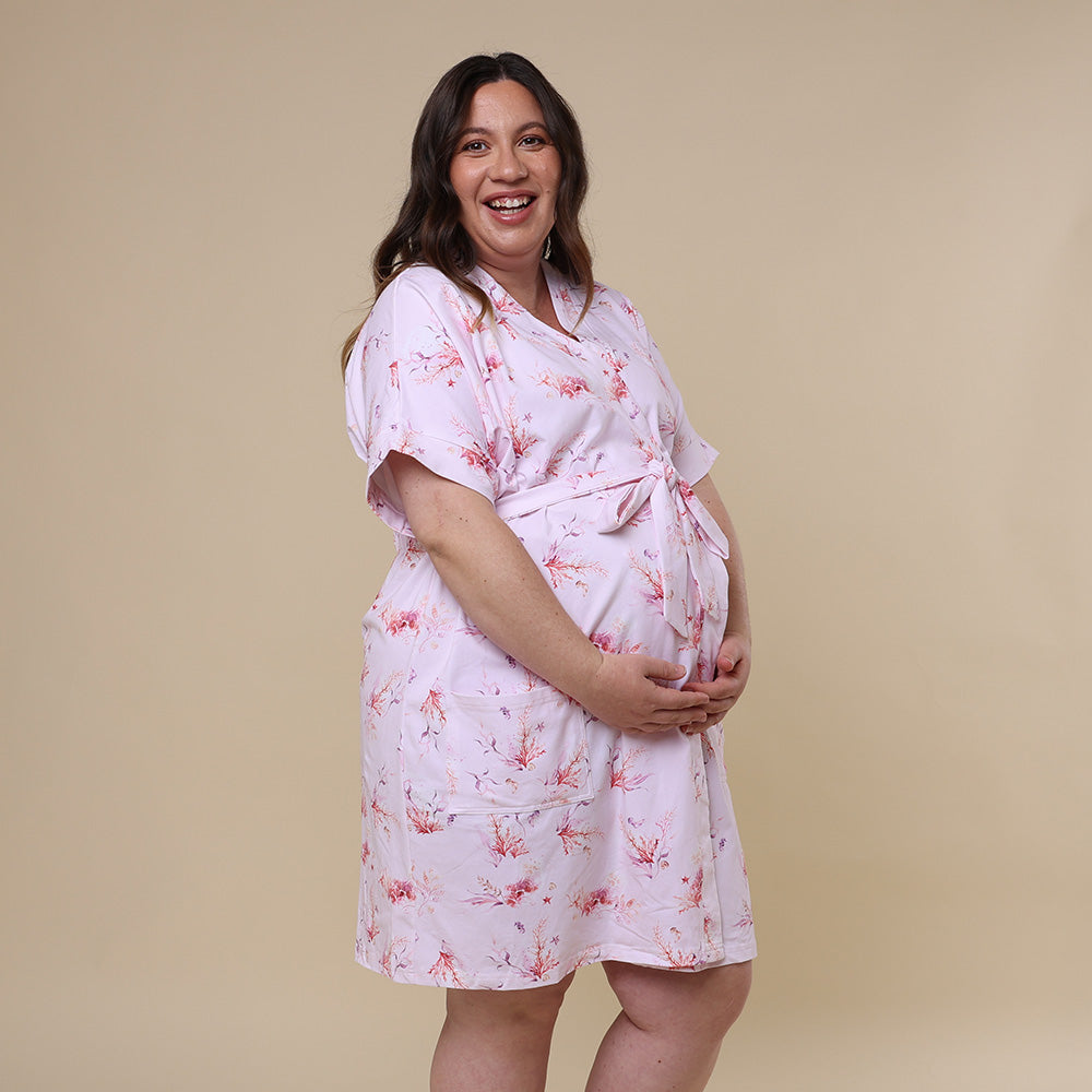 Coral Organic Maternity Robe