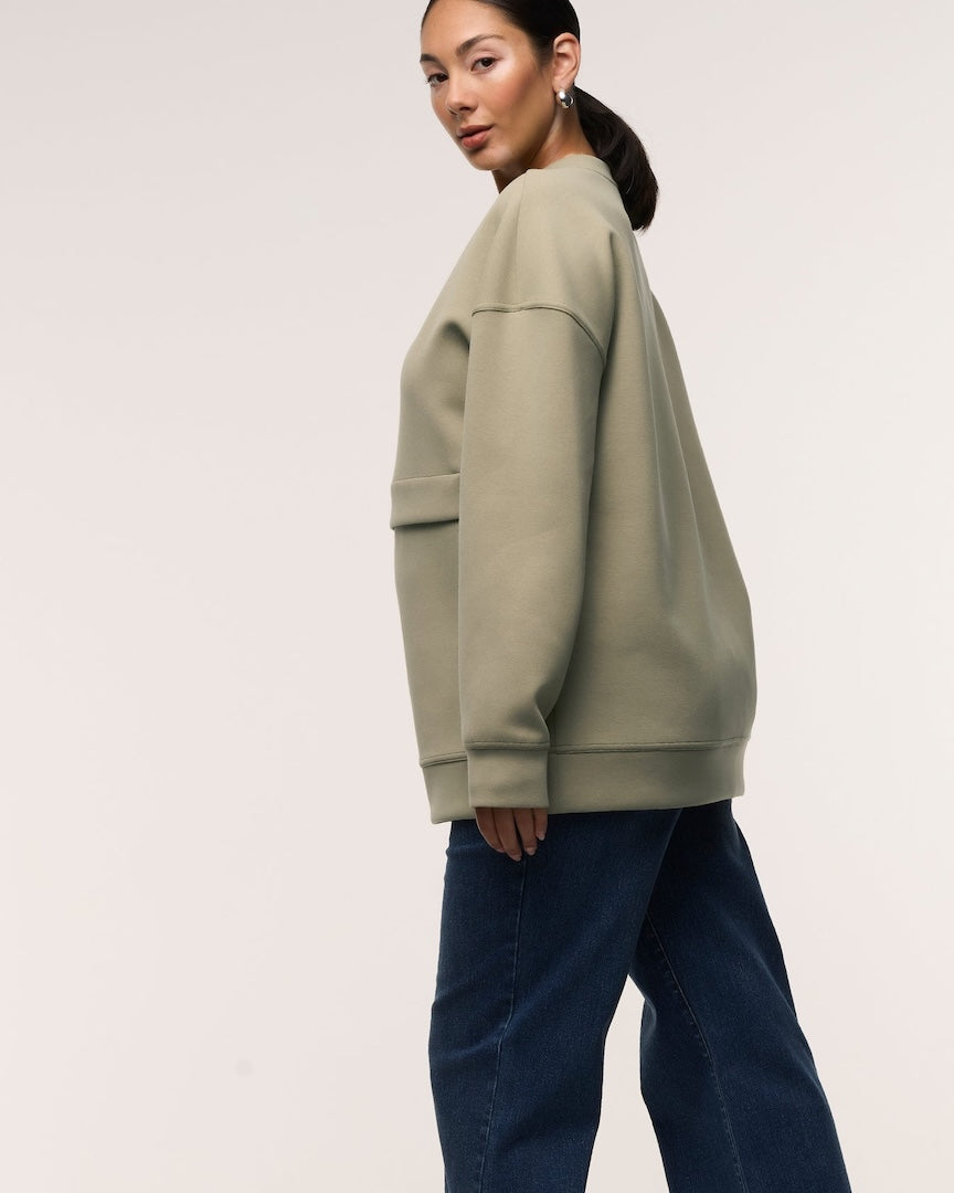 Oversized Feeding Zip Jumper Khaki