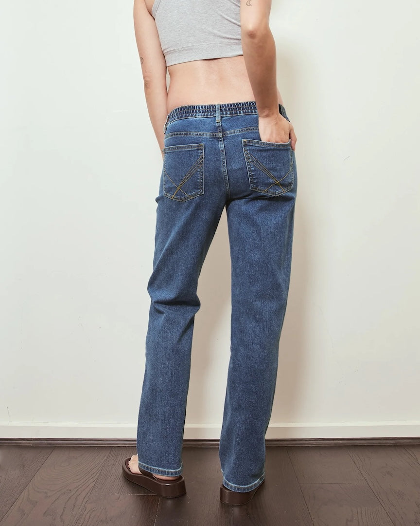 Soon Slim Straight Leg Jeans Blue Wash