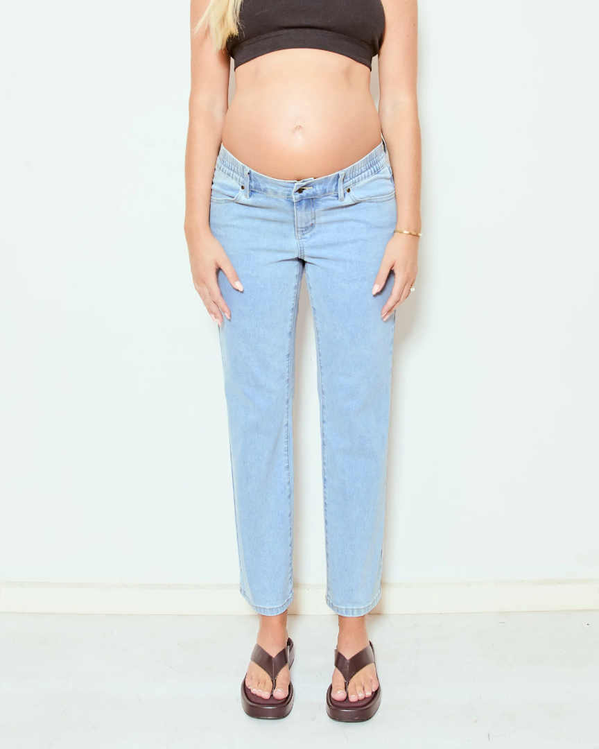 Soon Slim Straight Leg Jeans Classic Light Wash (Cropped)