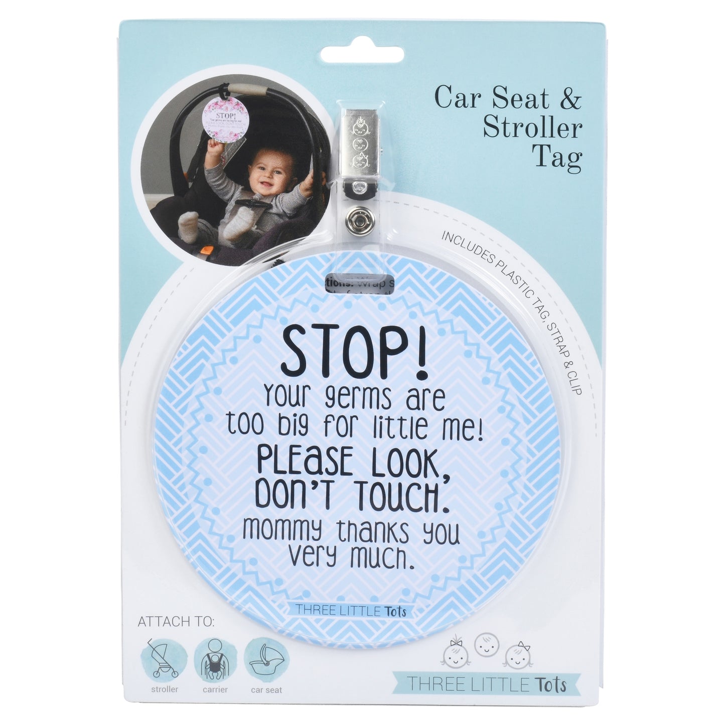 Stop! Germs Too Big Baby Pram Tag