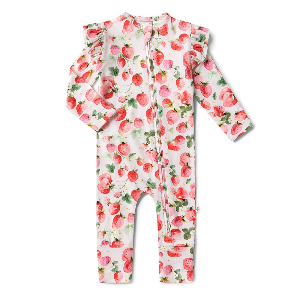 Strawberry Organic Snuggle Suit Convertible Romper