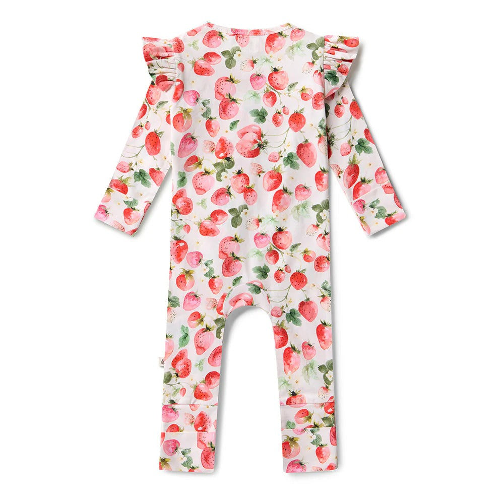 Strawberry Organic Snuggle Suit Convertible Romper