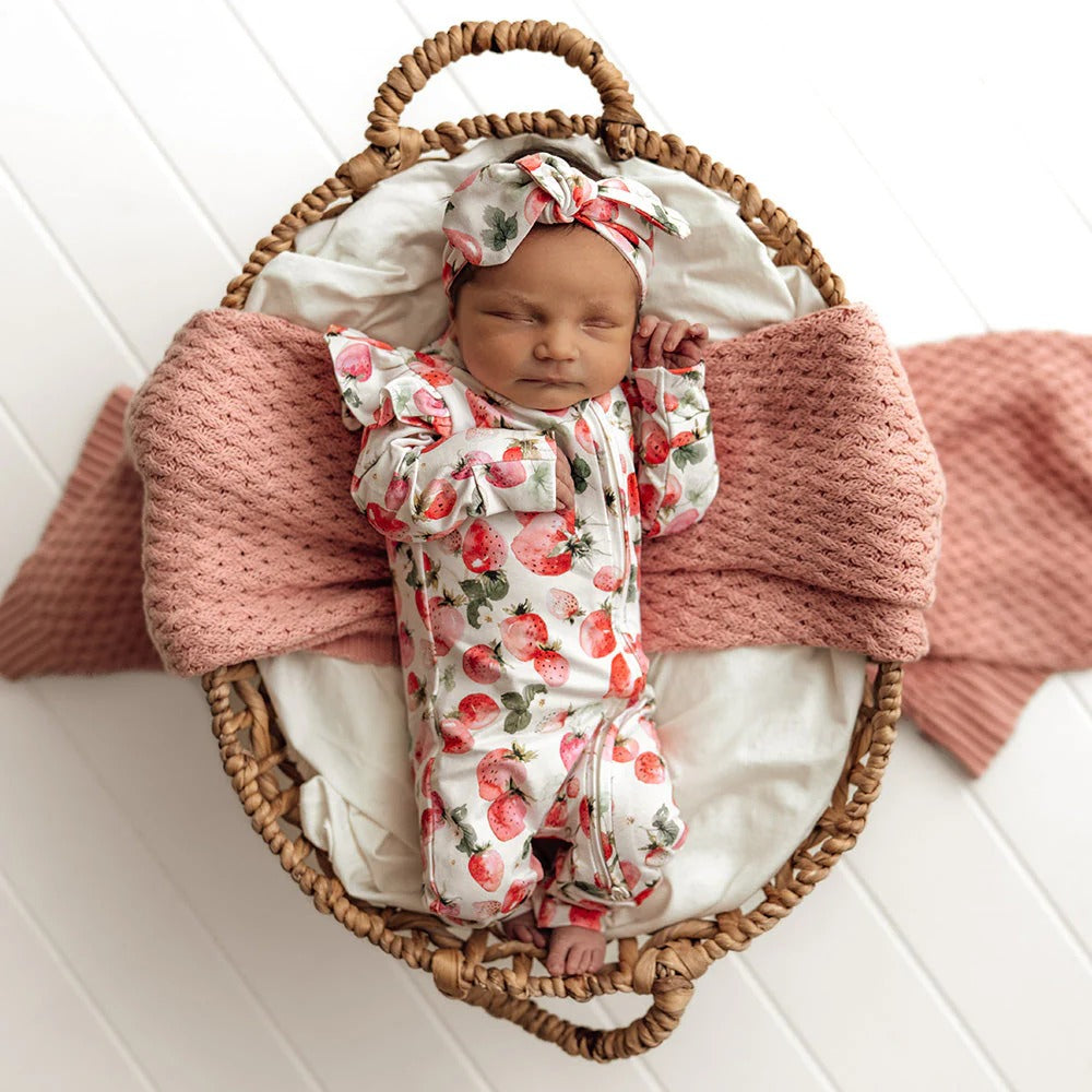 Strawberry Organic Snuggle Suit Convertible Romper