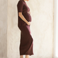 Zélie Wide Rib Maternity Midi Skirt in Chocolate Truffle