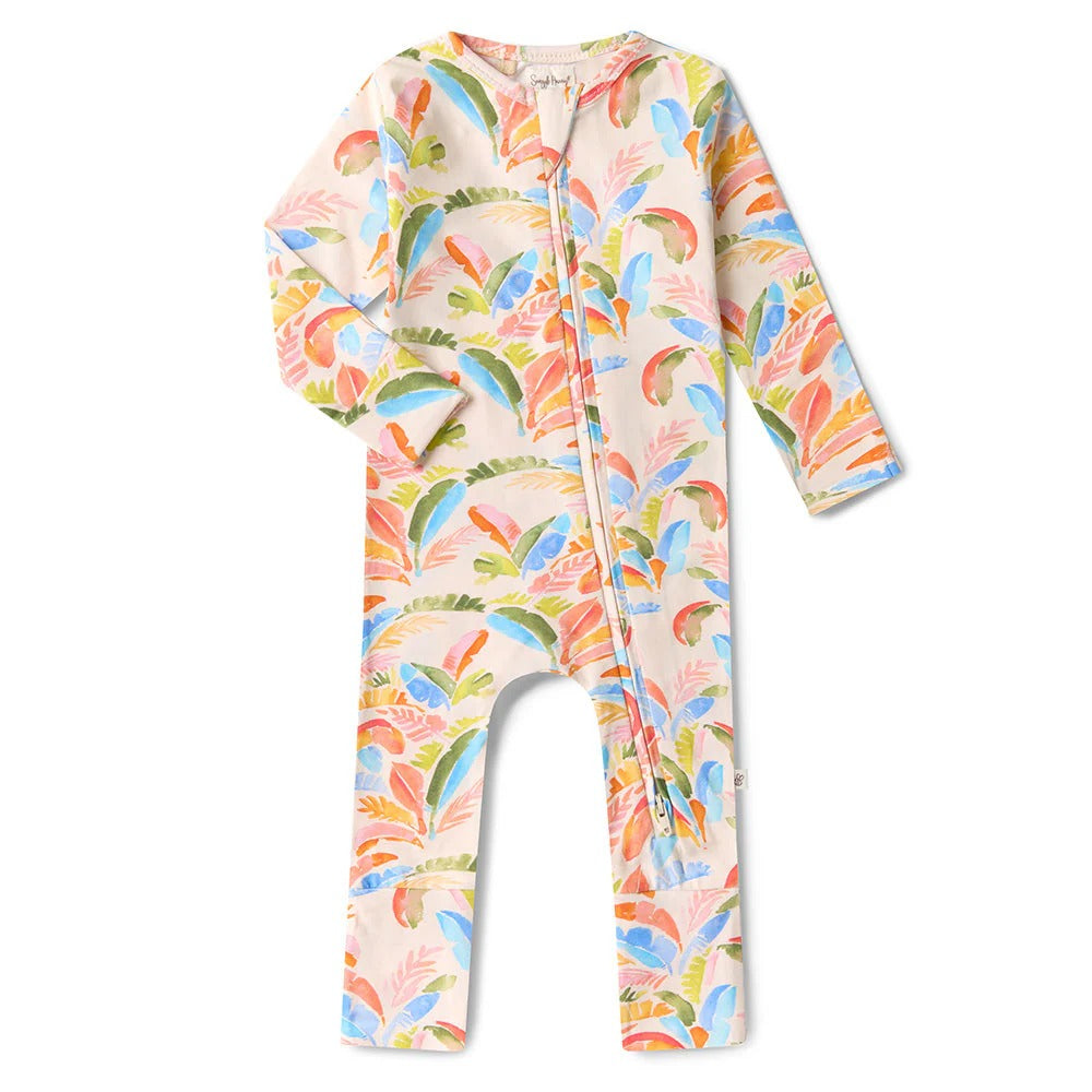 Summer Palm Organic Snuggle Suit Convertible Romper