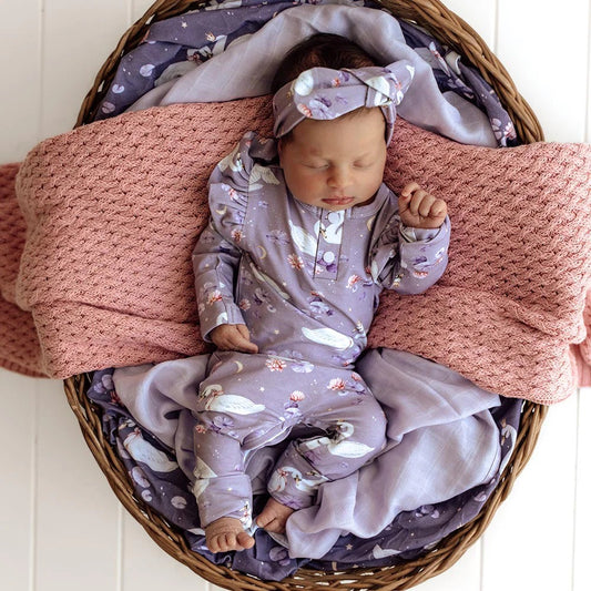 Swan Lake Organic Snuggle Suit Convertible Romper with Frill