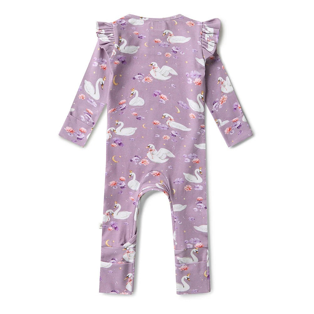 Swan Lake Organic Snuggle Suit Convertible Romper with Frill