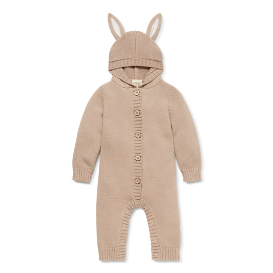 Taupe Bunny Knit Romper