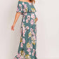 Teal Floral Maternity Maxi Dress Ruffle Off Shoulder