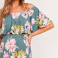 Teal Floral Maternity Maxi Dress Ruffle Off Shoulder
