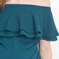Teal Double Ruffle Off Shoulder Maternity Dress