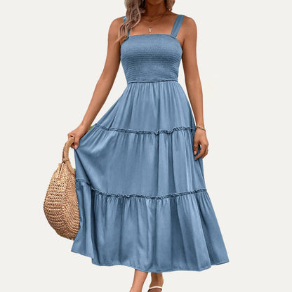 Blissful Sleeveless Smocked Tiered Maxi Dress