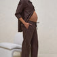Timeless Wide Leg Linen Pant Chocolate