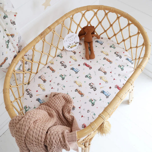 Vintage Cars Organic Bassinet Sheet / Change Pad Cover