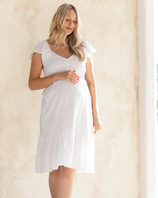 Élodie Maternity Short Sundress White