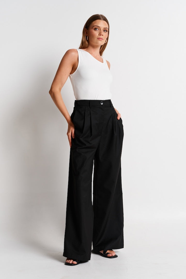 Apéro Zadie Adjustable Wide Leg Trouser -  Black