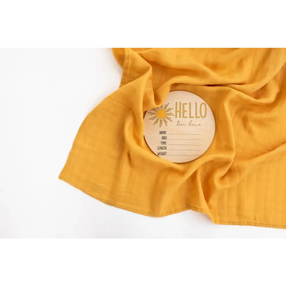 Hello I'm Here Sun Baby Announcement Wooden Plaque