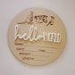 Hello World Australian Animals Baby Announcement Wooden Plaque