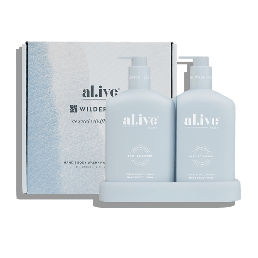 al.ive Coastal Wildflower Hand and Body Wash/Lotion Duo + Tray