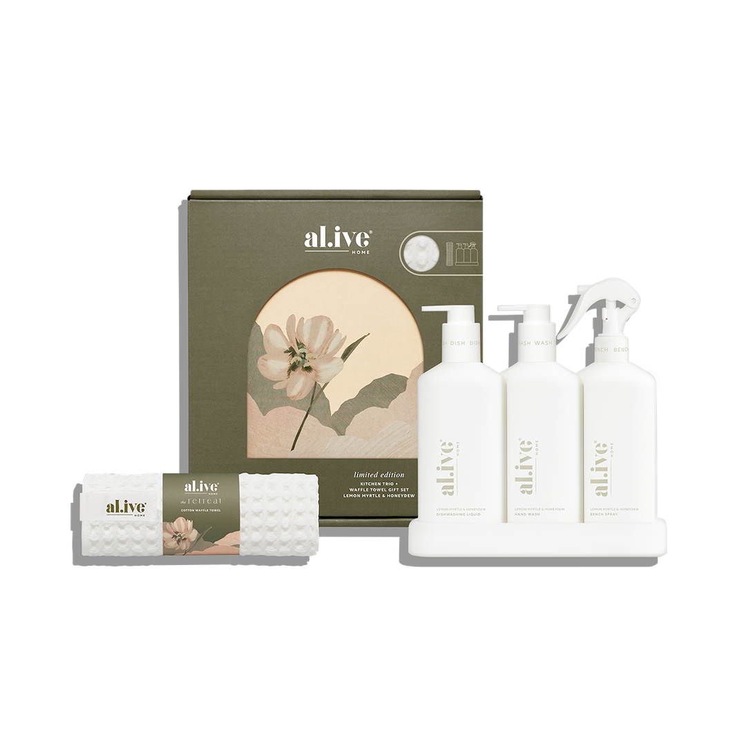 al.ive Kitchen Trio Lemon Myrtle & Honeydew Gift Set with Waffle Towel ...