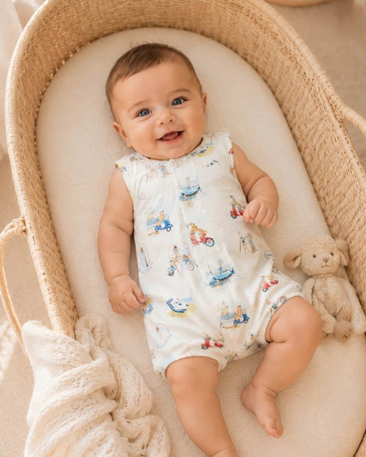 Alexi Organic Button Front Romper Alexi Print