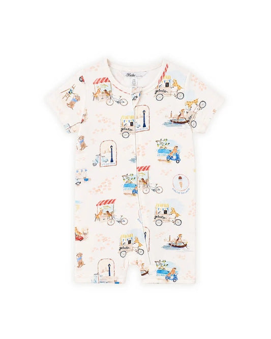 Alexi Organic Short Sleeve Zip Romper
