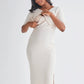 Athena Maternity Pencil Midi Skirt in Cream