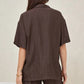 Ease Away Crinkle Shirt - Chocolate
