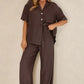 Ease Away Crinkle Shirt - Chocolate