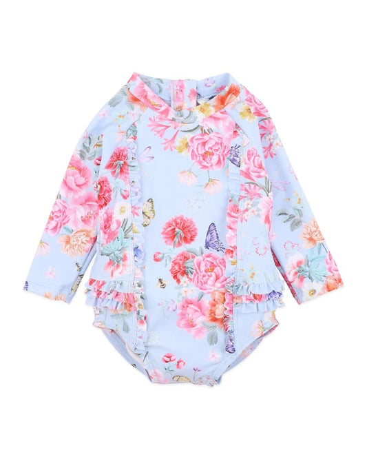 Bianca Blue Long Sleeve Sunsuit