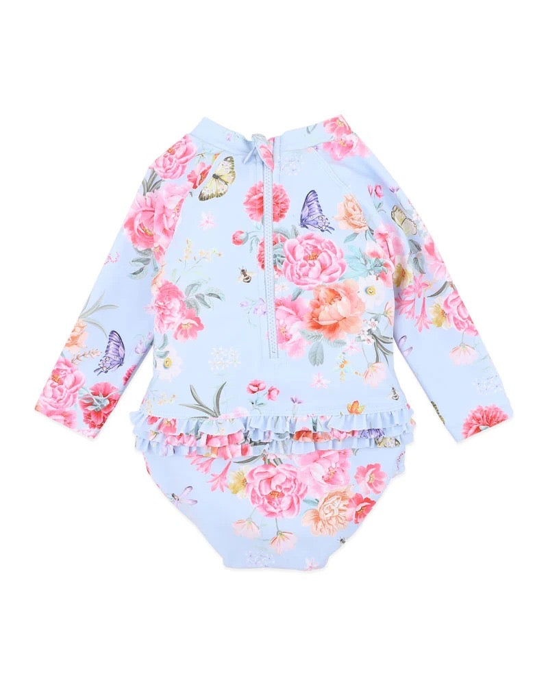 Bianca Blue Long Sleeve Sunsuit