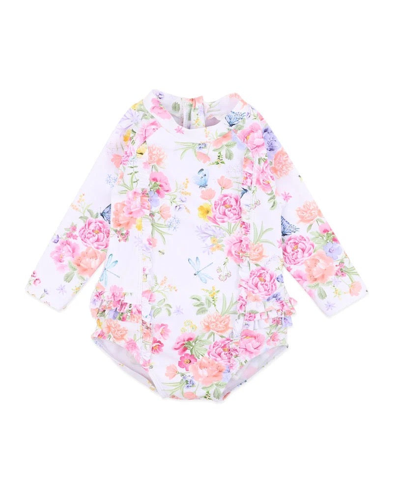 Bianca White Long Sleeve Sunsuit