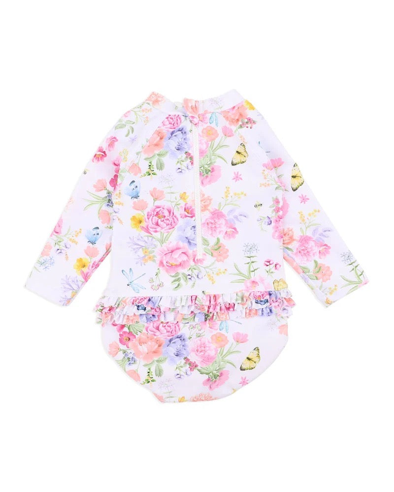 Bianca White Long Sleeve Sunsuit