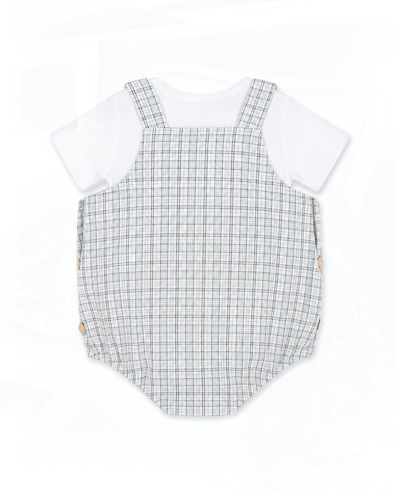 Check Bodysuit and Tee Set Sage Check - back
