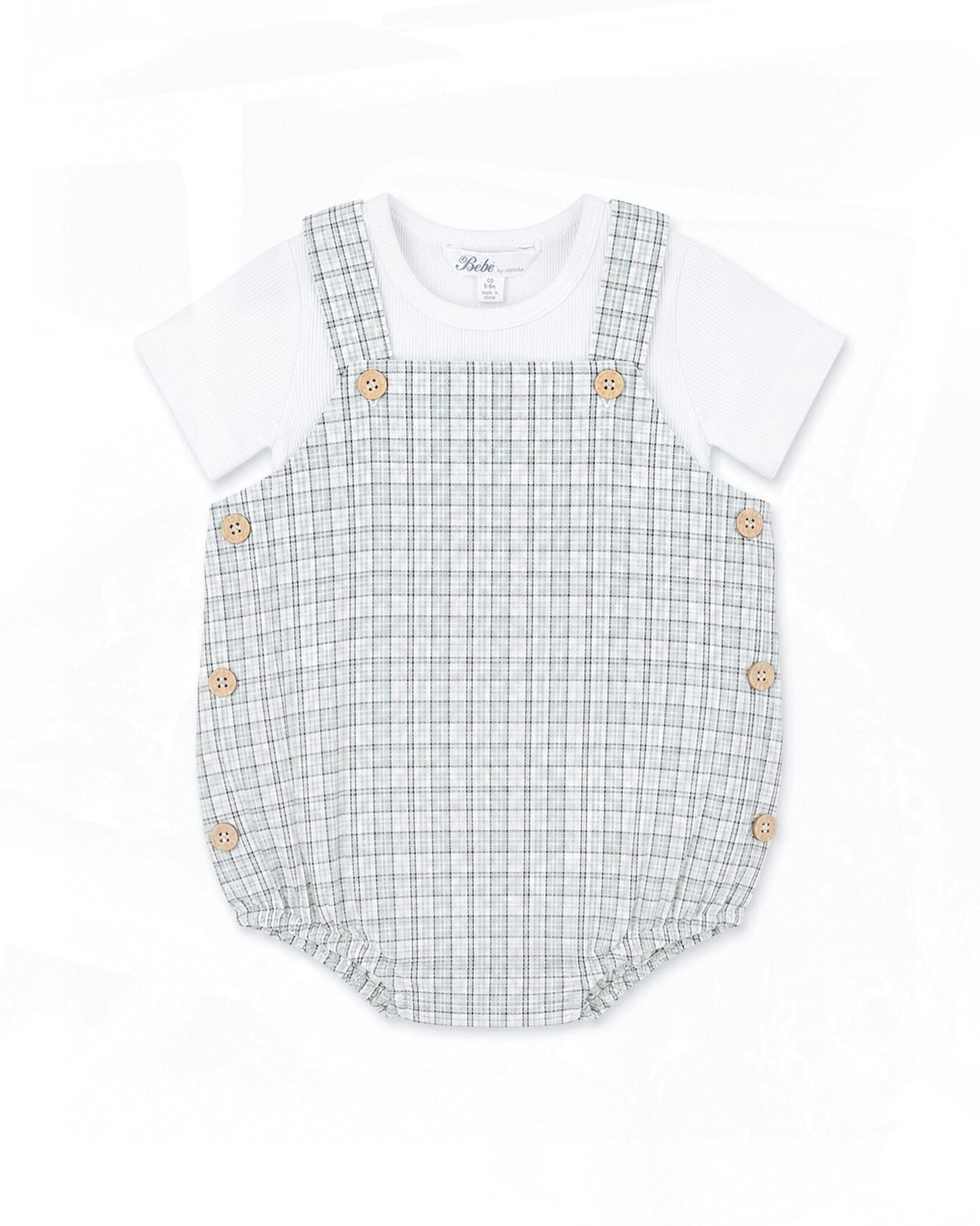 Check Bodysuit and Tee Set Sage Check - front