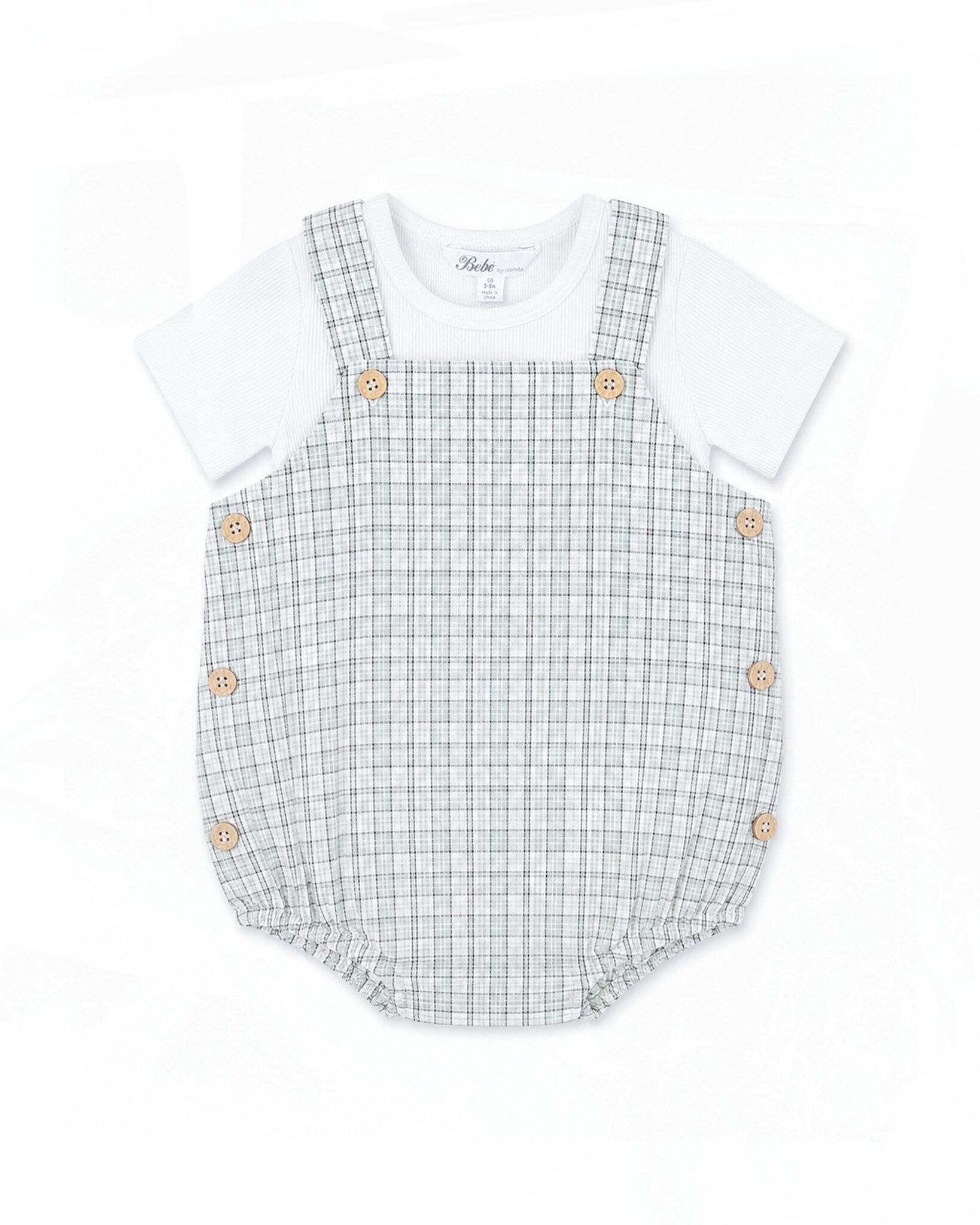 Check Bodysuit and Tee Set Sage Check - front