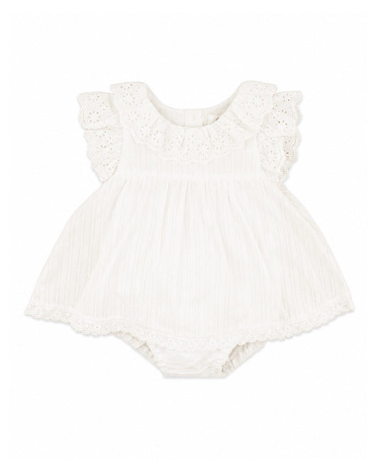 Cream Overlay Bodysuit Cream - front